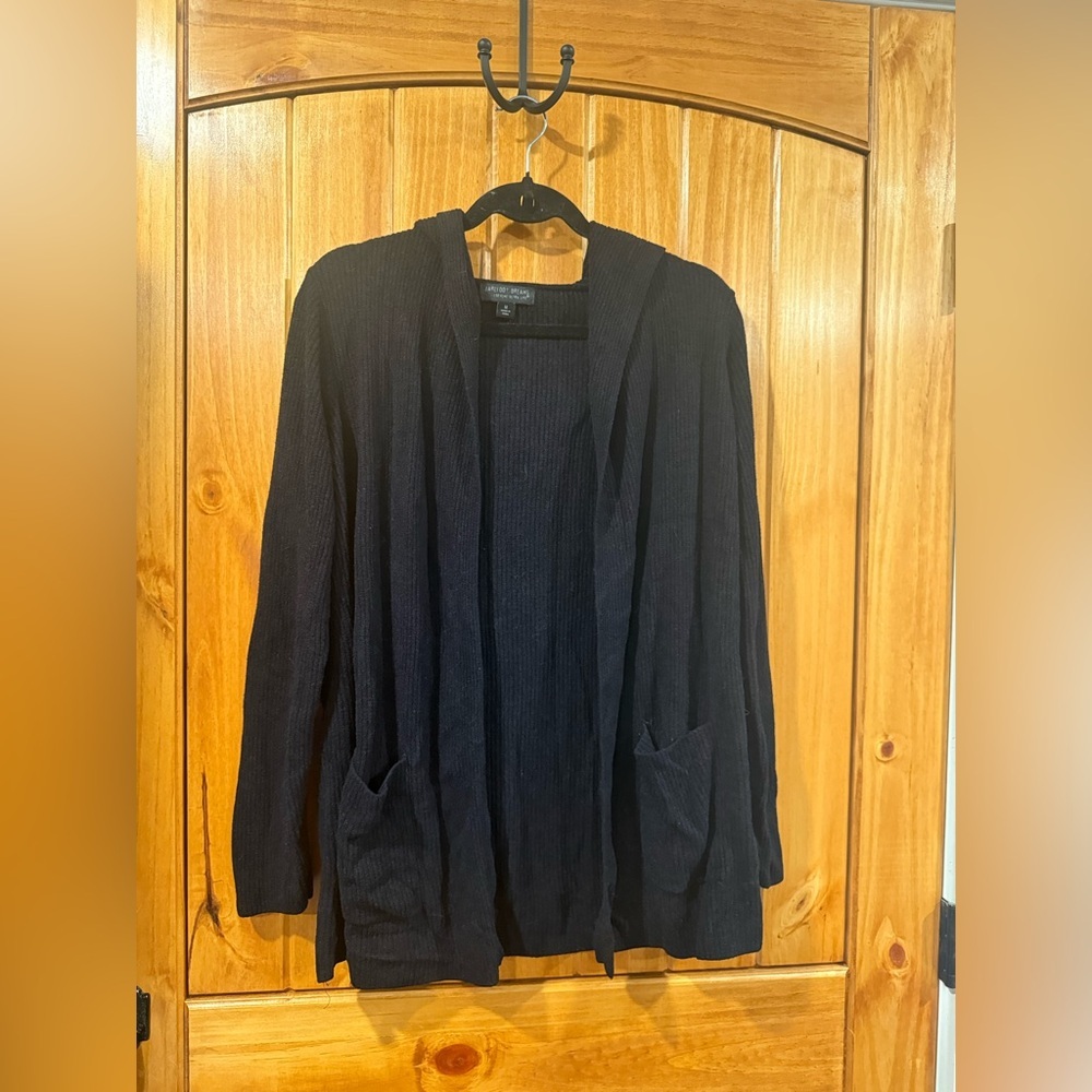 Barefoot Dreams CozyChic Ultra Lite Black Ribbed Hooded Cardigan